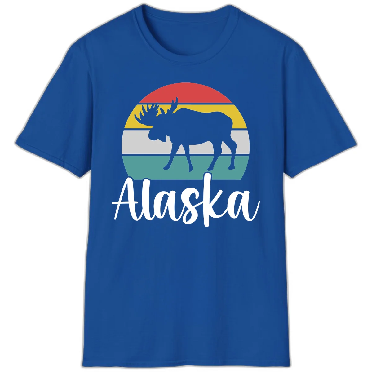 Moose Mountain Stripes Alaska T-Shirt in Royal