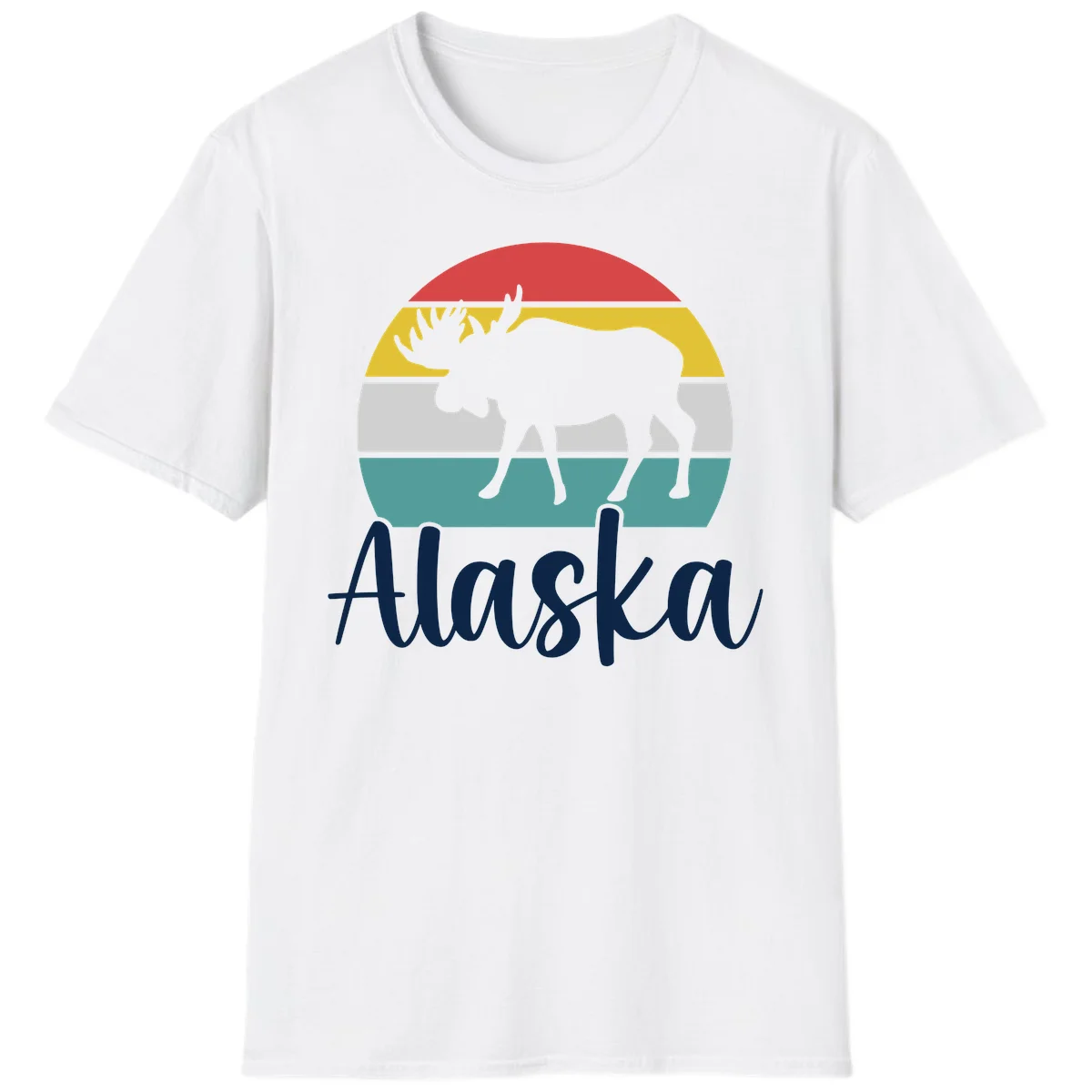 Moose Mountain Stripes Alaska T-Shirt in White