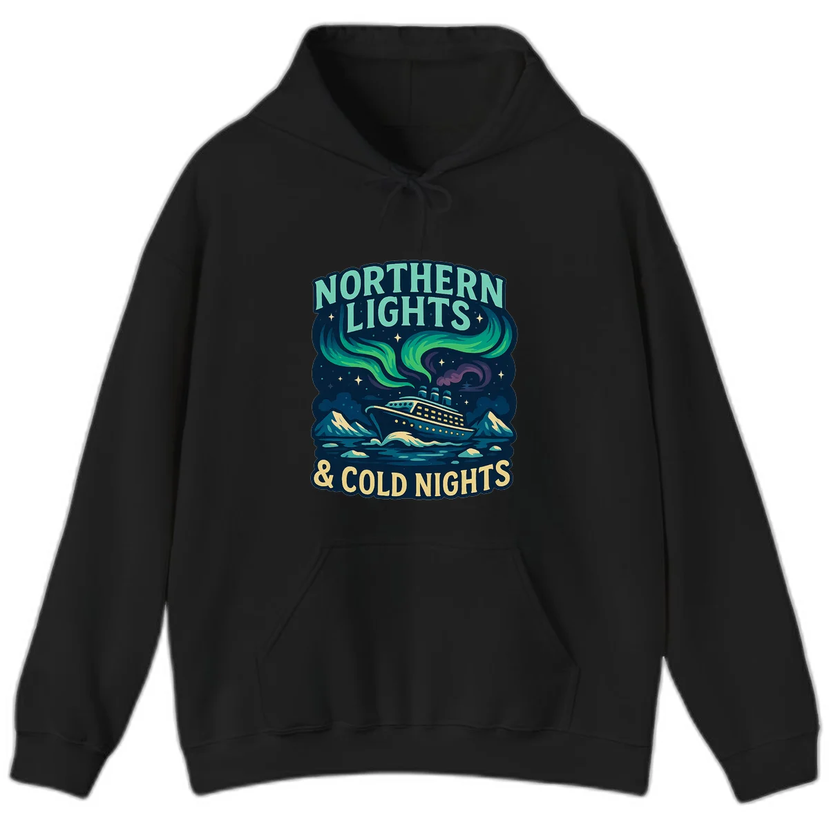 Northern Lights & Cold Nights Hoodie in Black