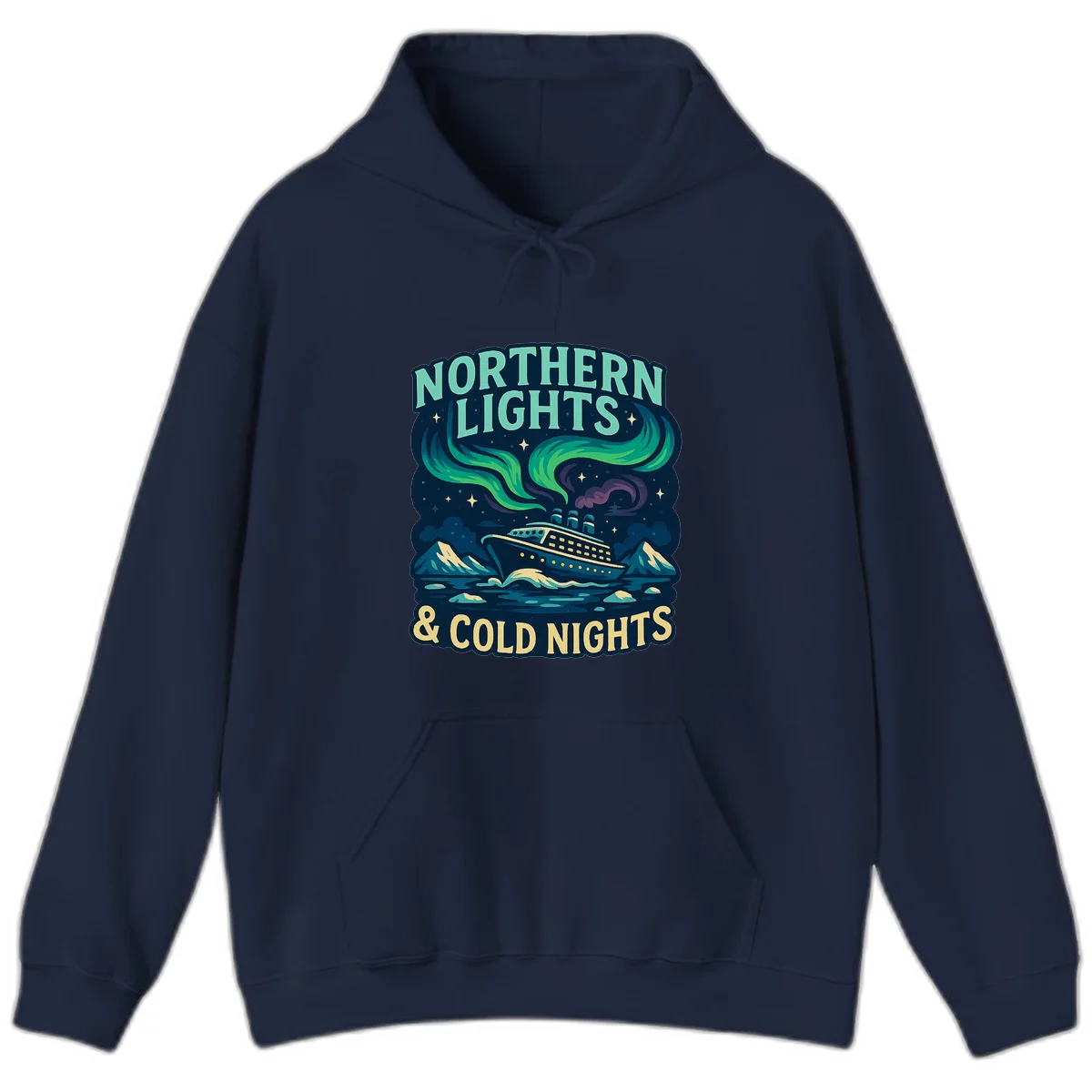 Northern Lights & Cold Nights Hoodie in Navy