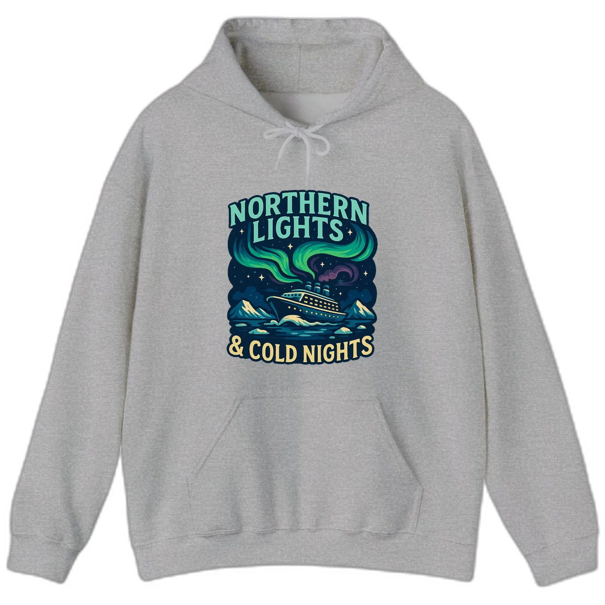 Northern Lights & Cold Nights Hoodie in Sport Grey