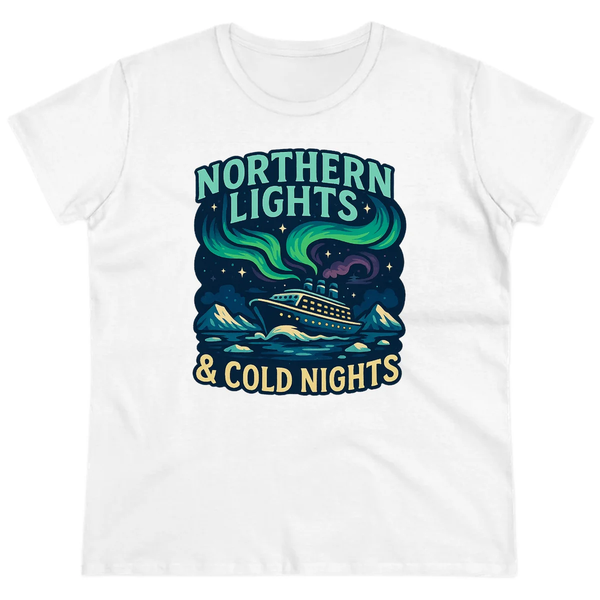 Northern Lights & Cold Nights Ladies Tee in White