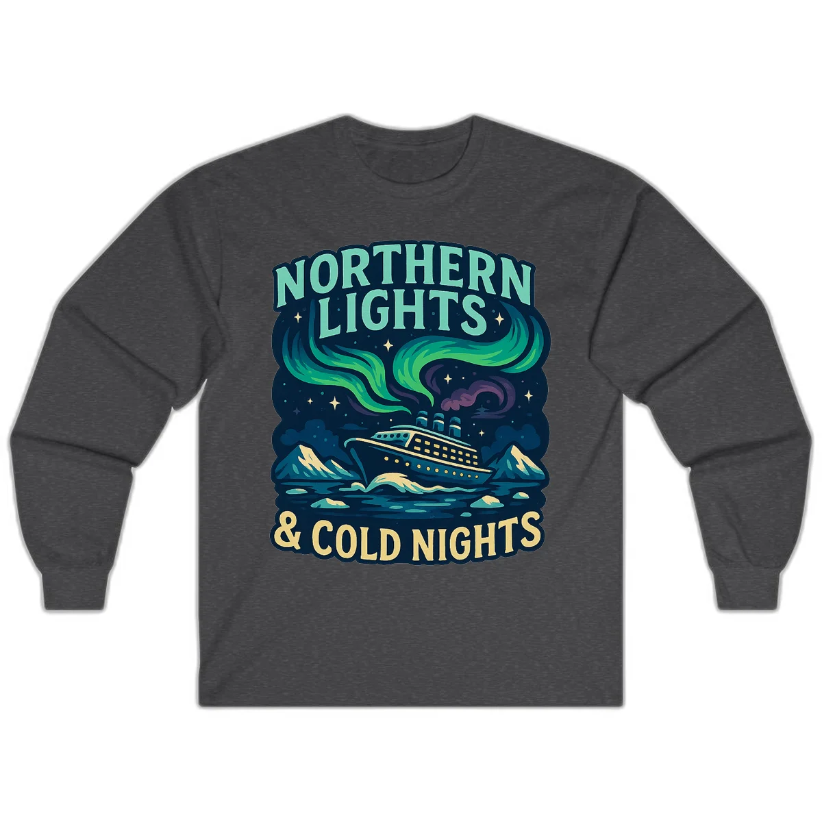 Northern Lights & Cold Nights Long Sleeve in Dark Heather