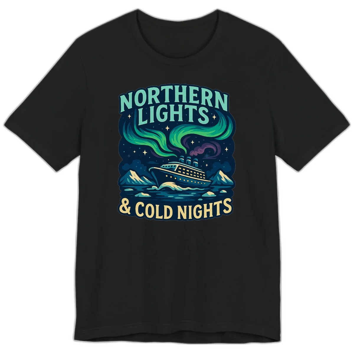Northern Lights & Cold Nights Premium Tee in Black