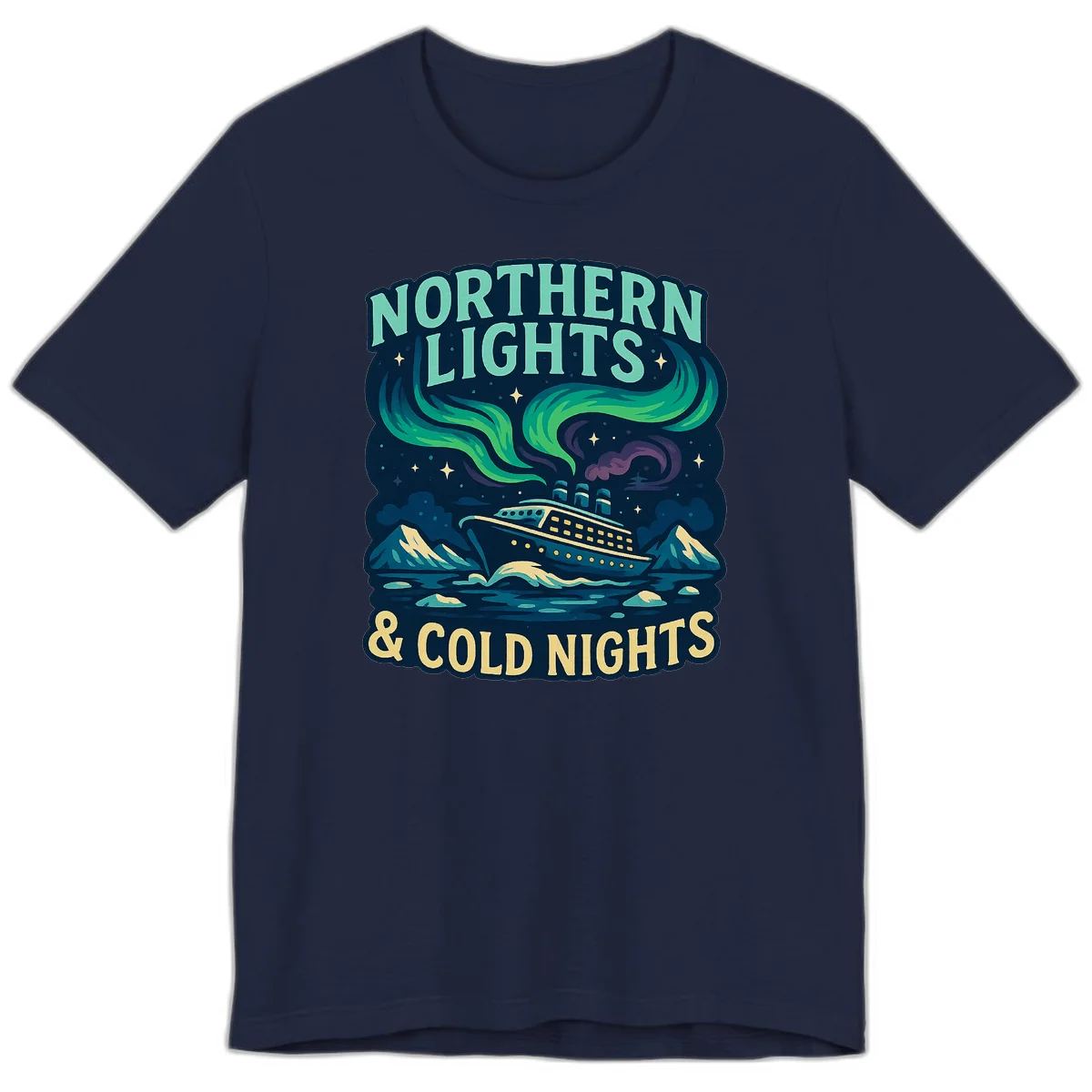 Northern Lights & Cold Nights Premium Tee in Navy