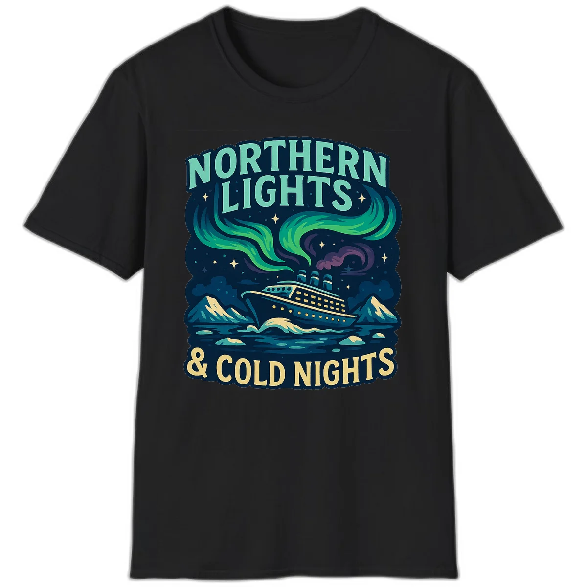 Northern Lights & Cold Nights T-Shirt in Black