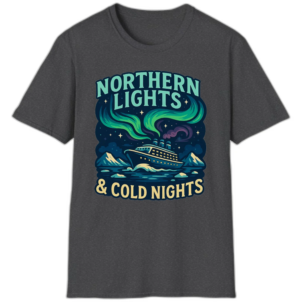Northern Lights & Cold Nights T-Shirt in Dark Heather