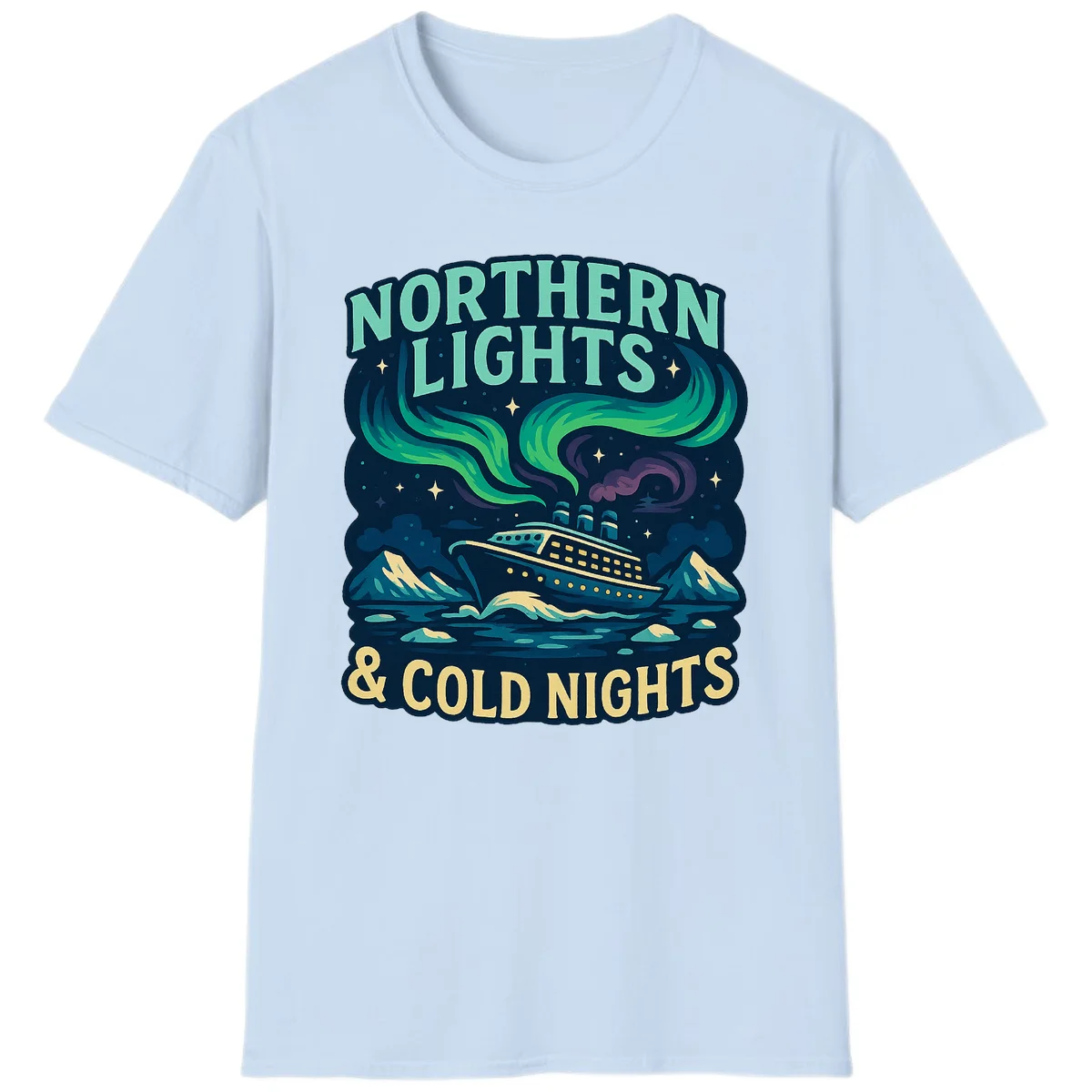 Northern Lights & Cold Nights T-Shirt in Light Blue