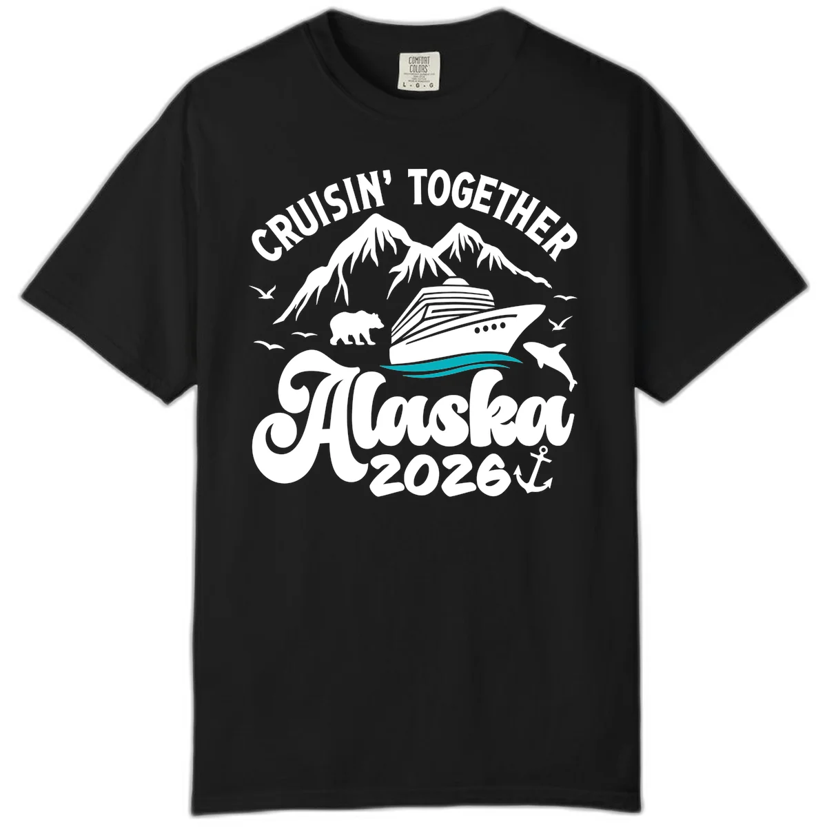 Minimalist Ocean Waves Comfort Color in Black