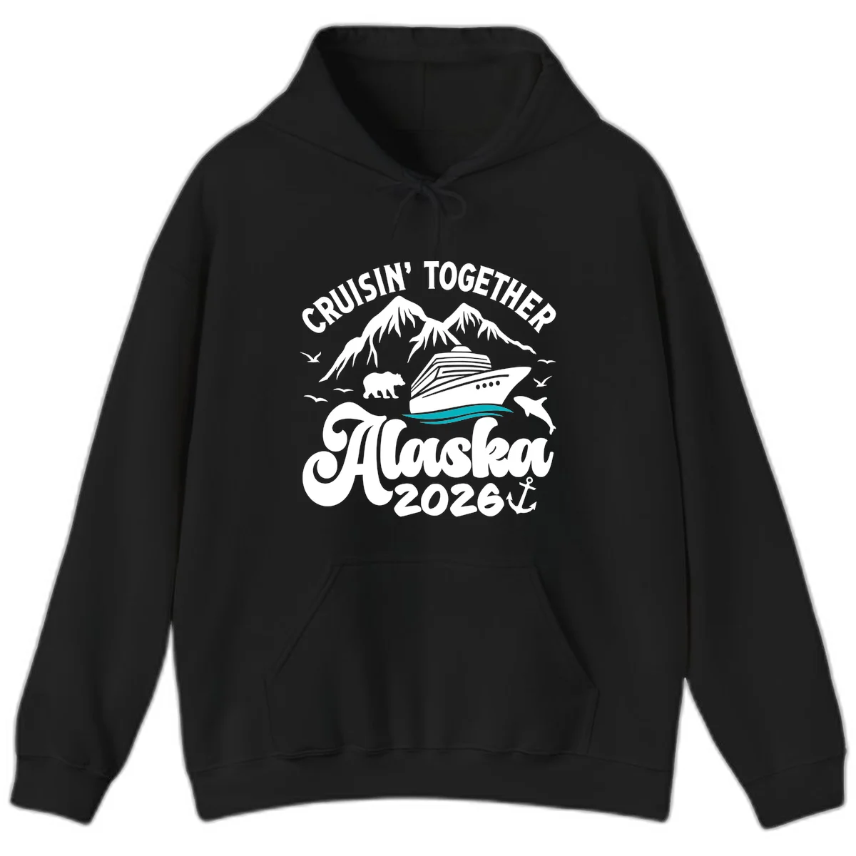 Minimalist Ocean Waves Hoodie in Black