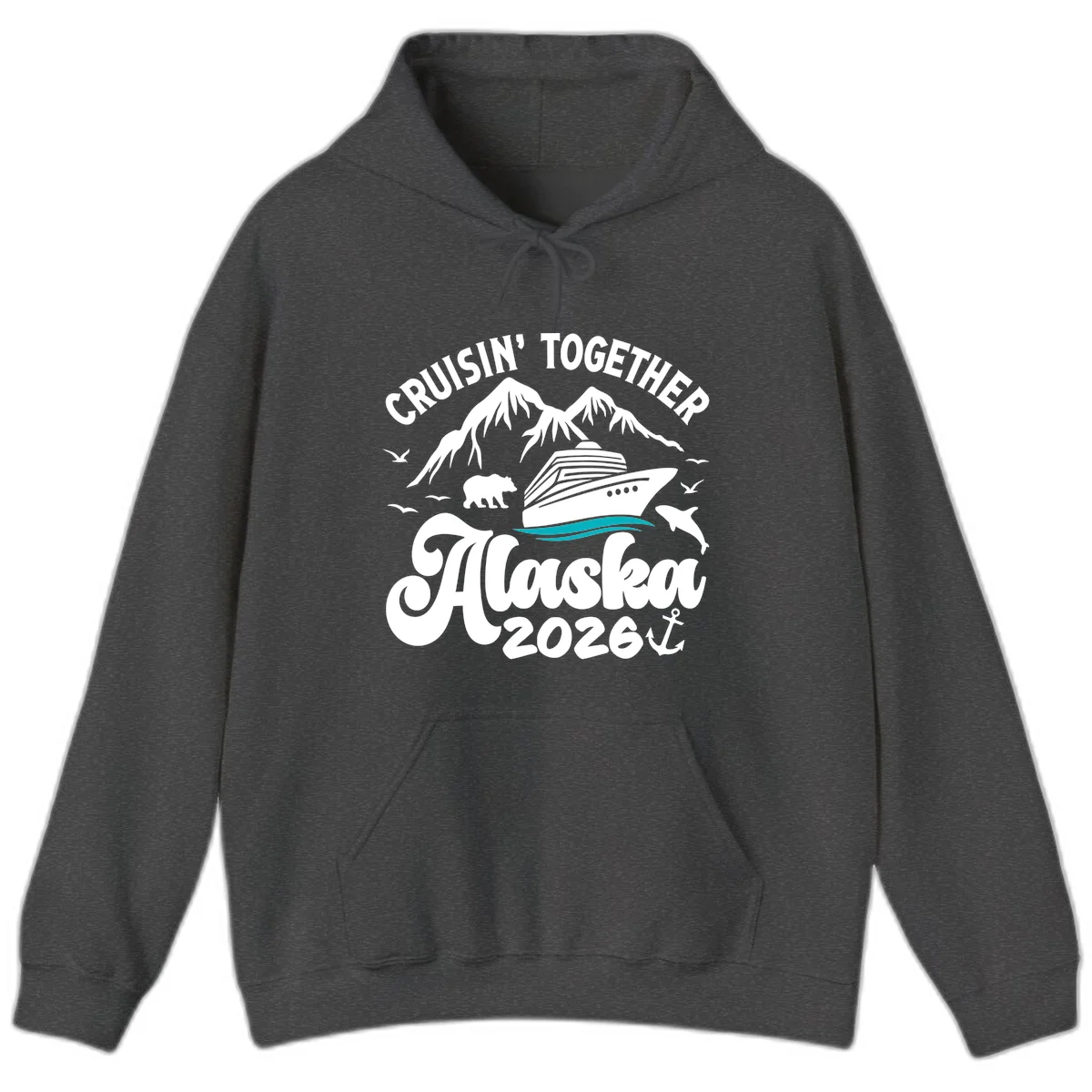 Minimalist Ocean Waves Hoodie in Dark Heather