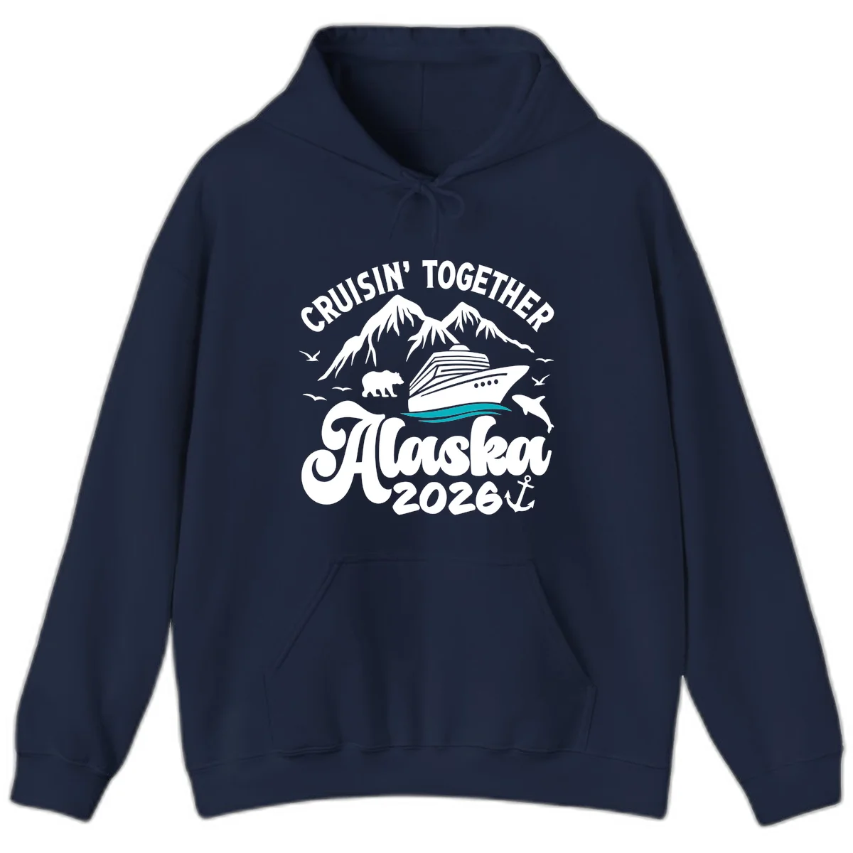 Minimalist Ocean Waves Hoodie in Navy