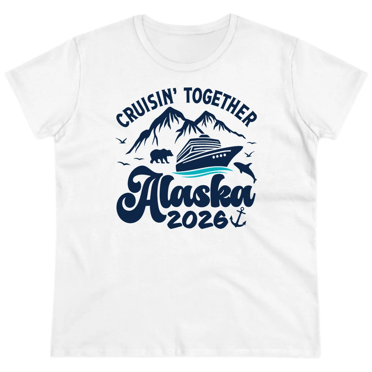 Minimalist Ocean Waves Ladies Tee in White