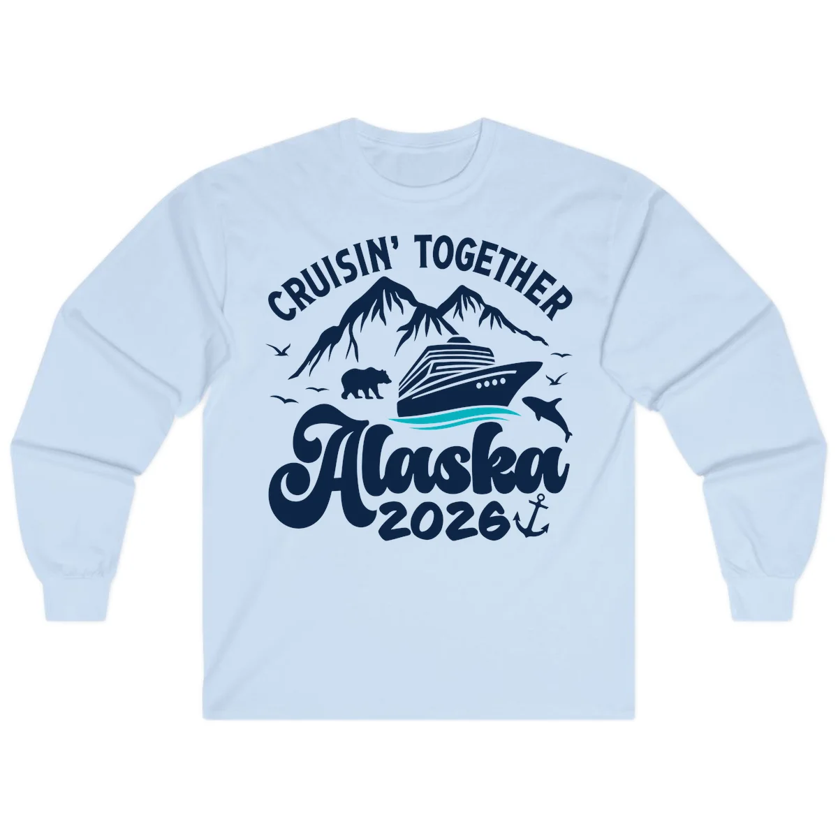 Minimalist Ocean Waves Long Sleeve in Light Blue