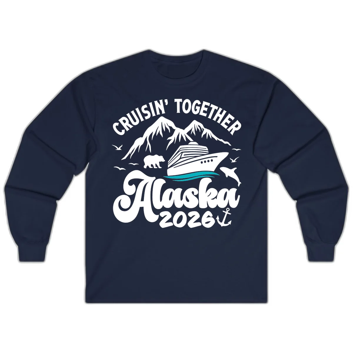 Minimalist Ocean Waves Long Sleeve in Navy