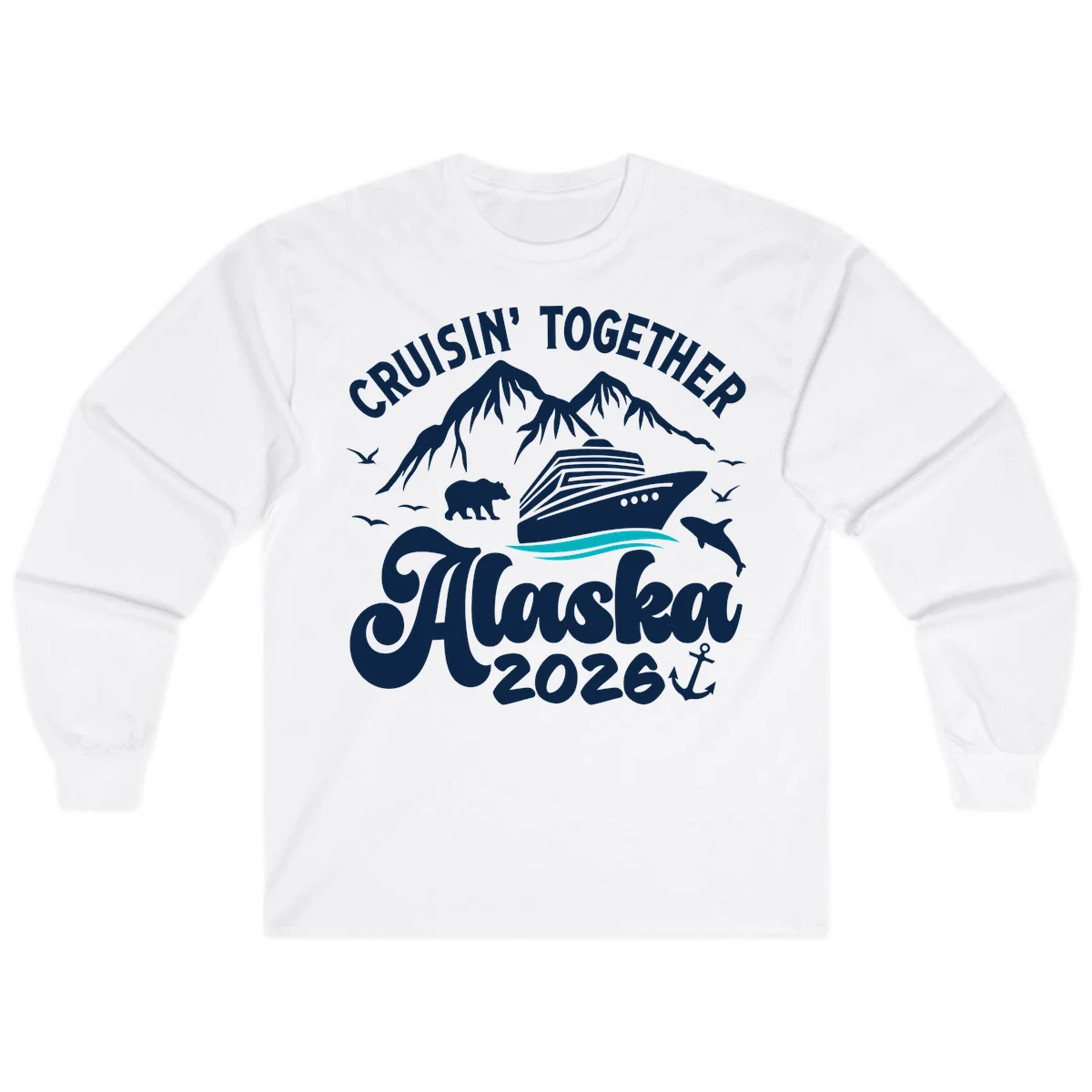 Minimalist Ocean Waves Long Sleeve in White