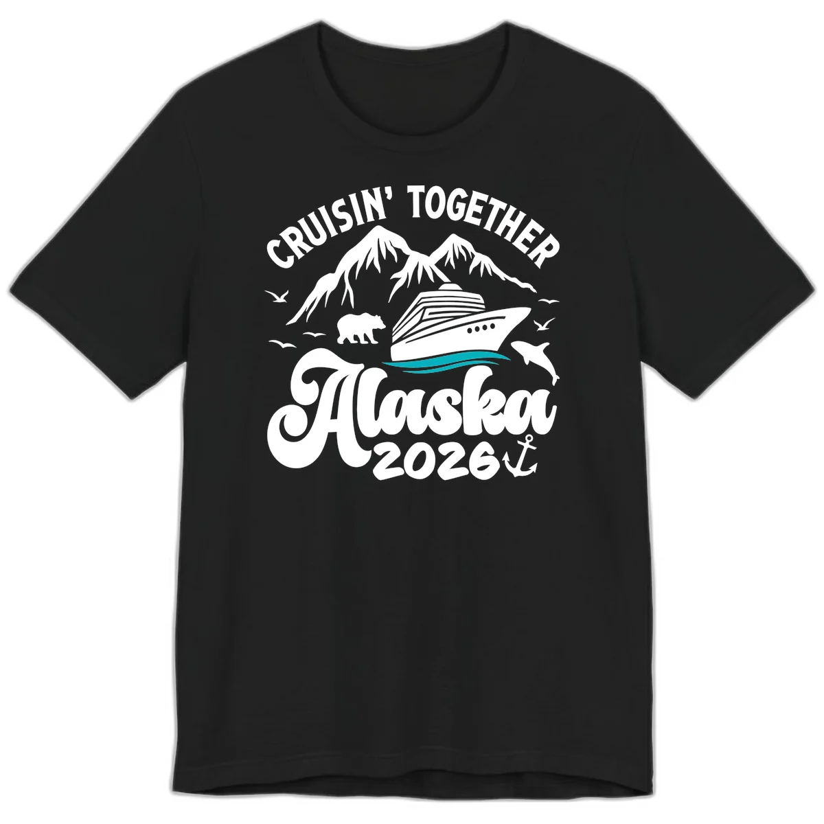 Minimalist Ocean Waves Premium Tee in Black