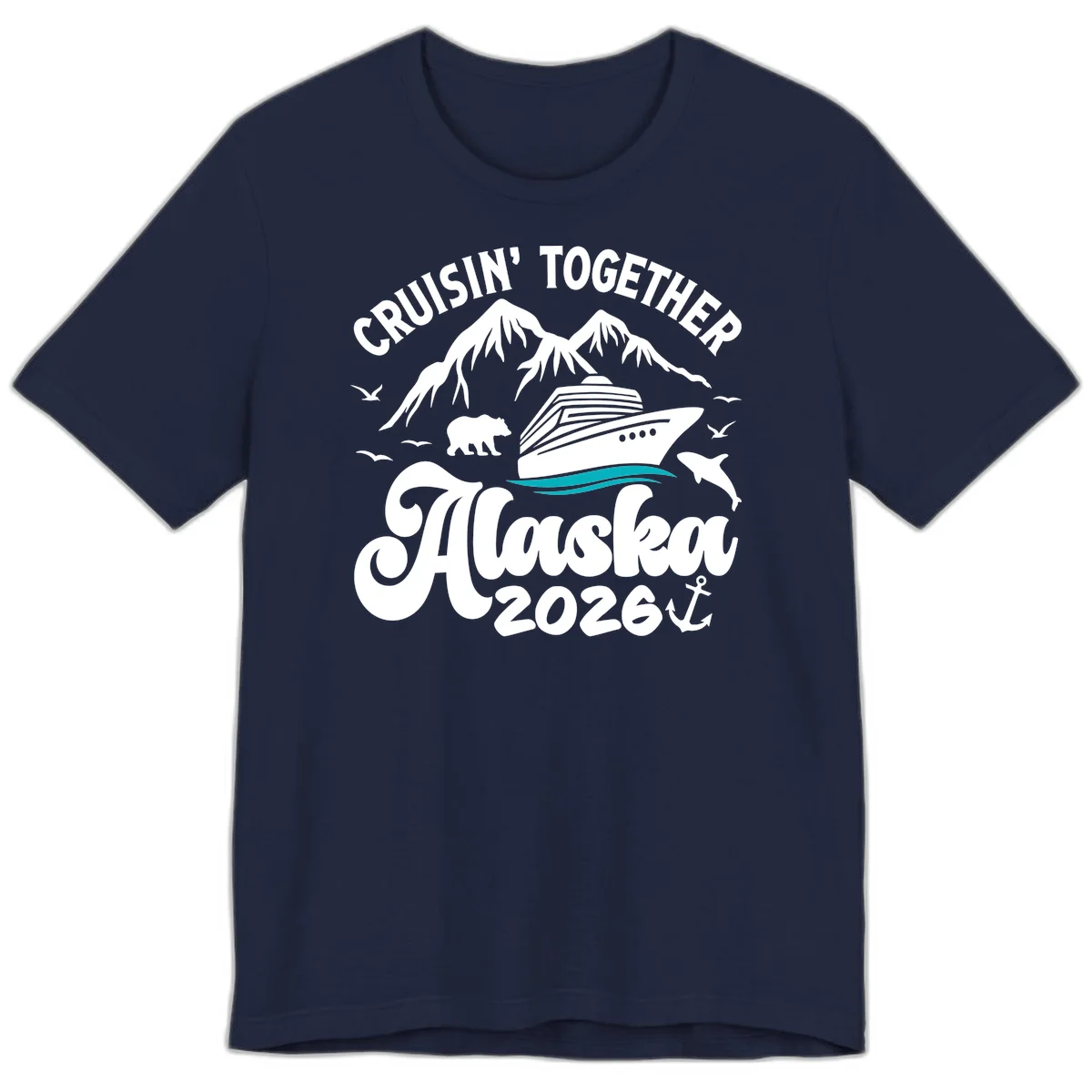Minimalist Ocean Waves Premium Tee in Navy