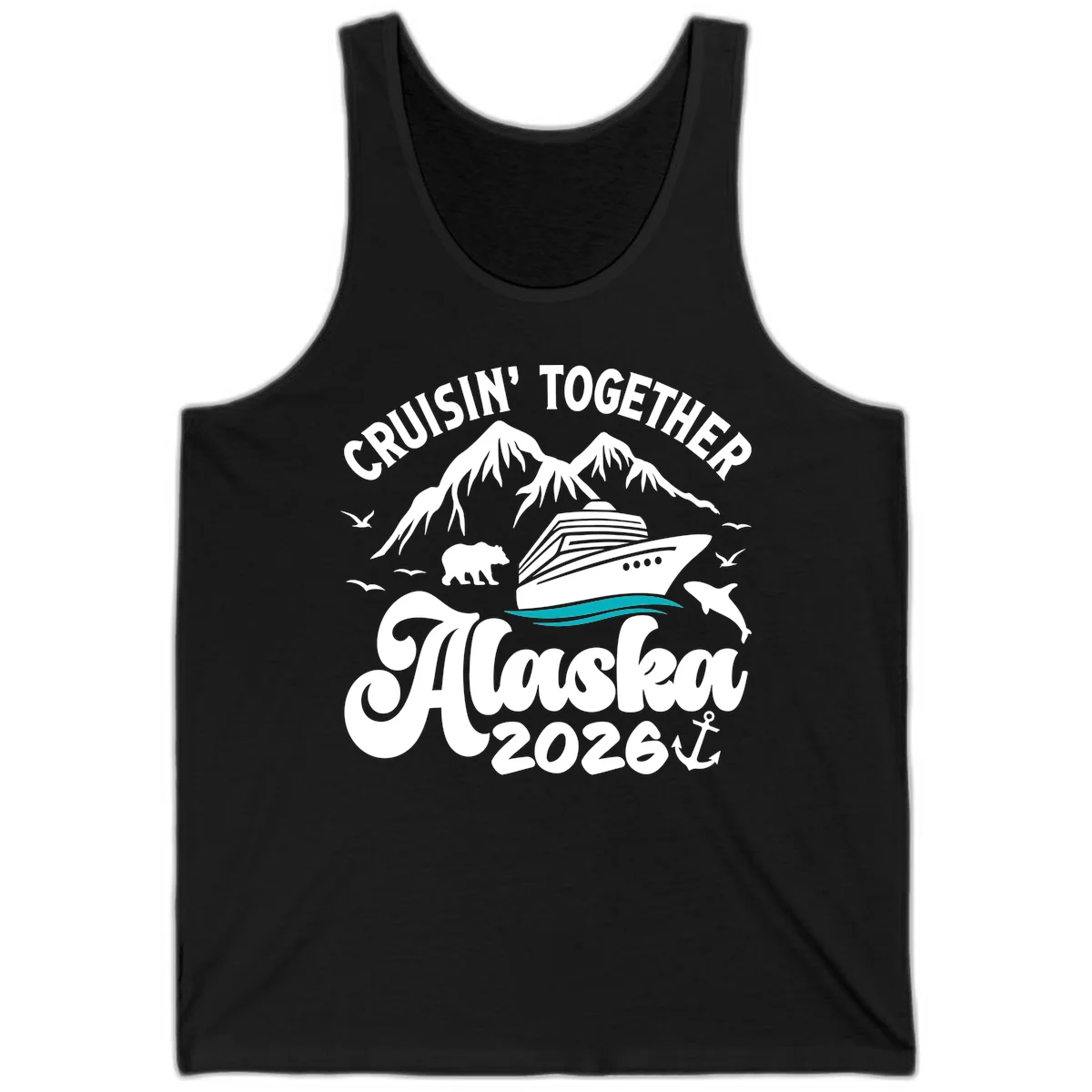 Minimalist Ocean Waves Tank in Black