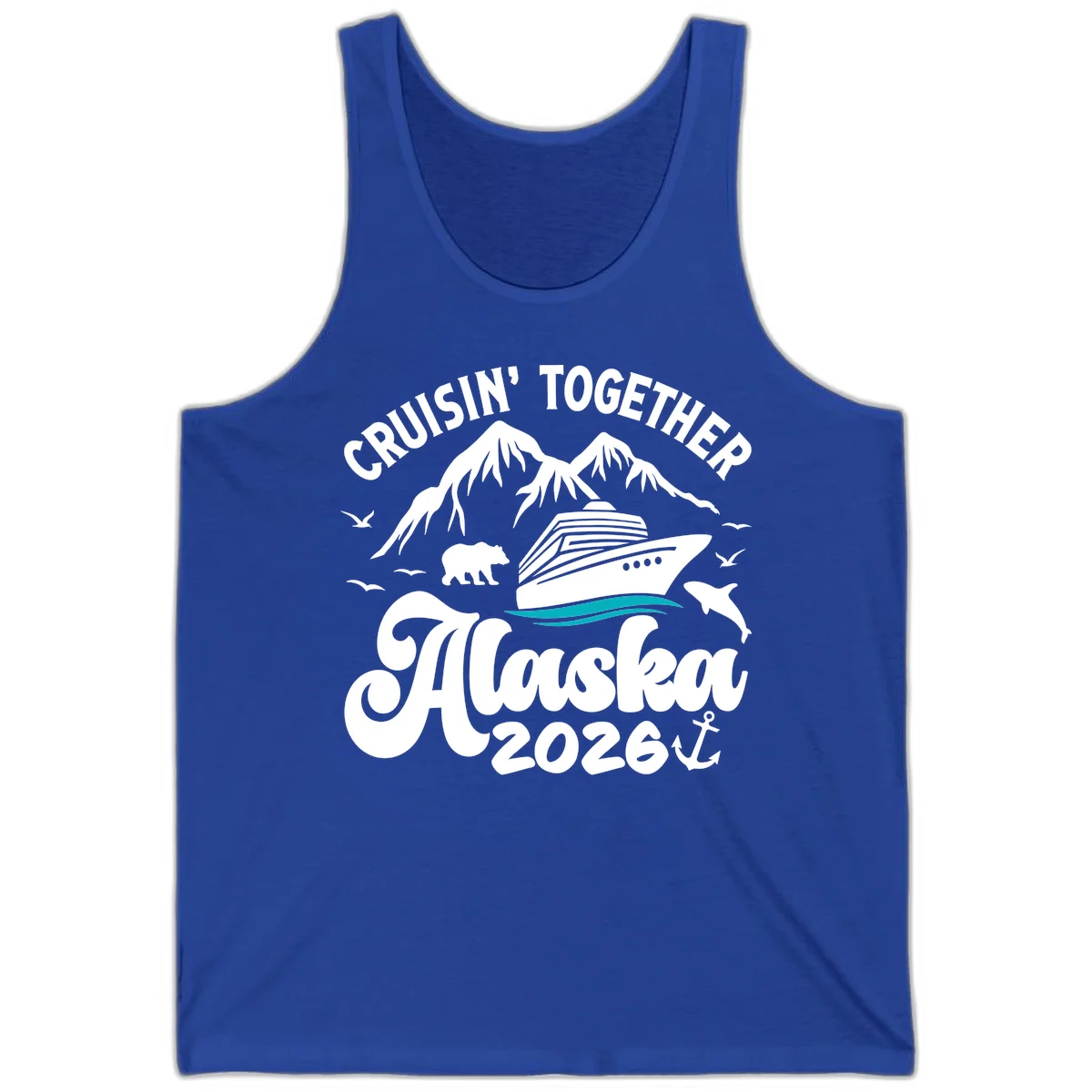 Minimalist Ocean Waves Tank in True Royal