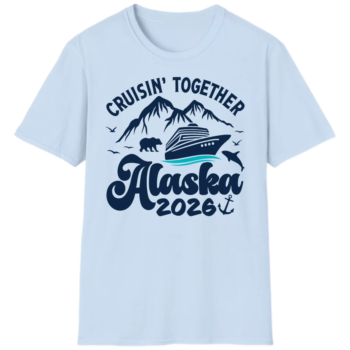 Minimalist Ocean Waves T-Shirt in Light Blue