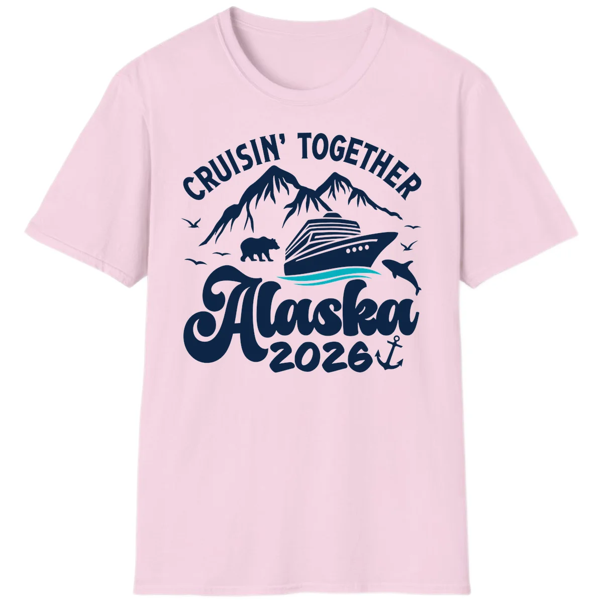 Minimalist Ocean Waves T-Shirt in Light Pink