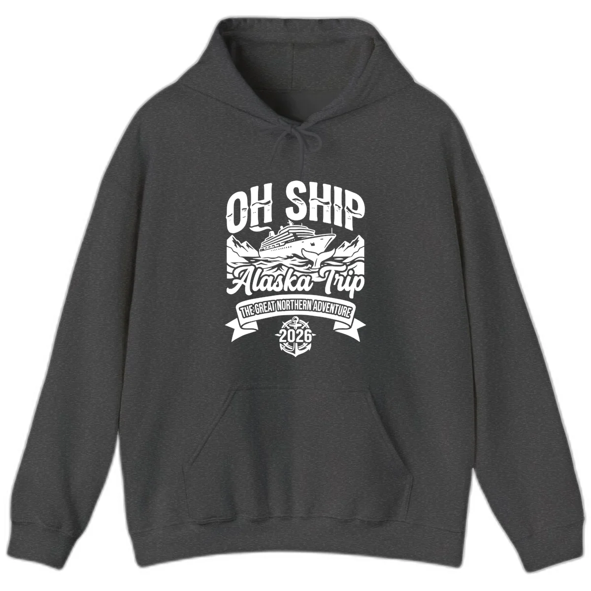 Off Ship Alaska Trip Cruise Adventure Hoodie in Dark Heather