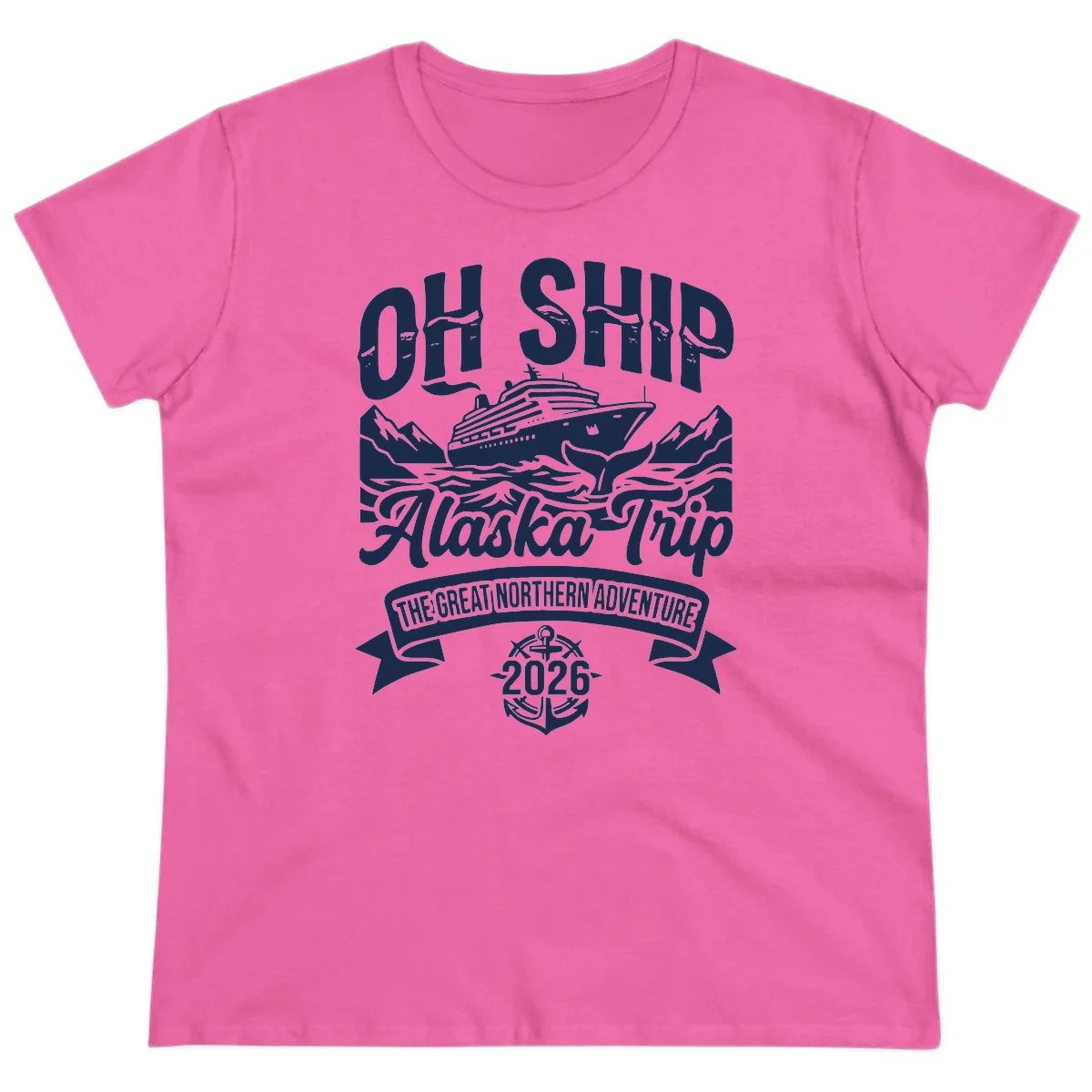 Off Ship Alaska Trip Cruise Adventure Ladies Tee in Azalea