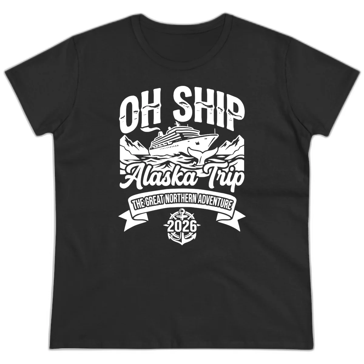 Off Ship Alaska Trip Cruise Adventure Ladies Tee in Black