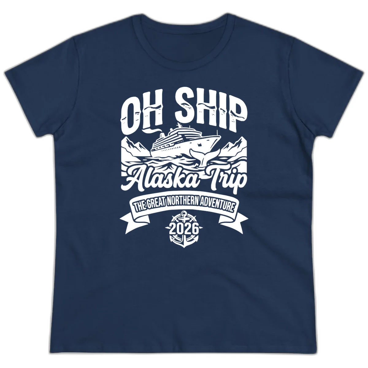 Off Ship Alaska Trip Cruise Adventure Ladies Tee in Navy