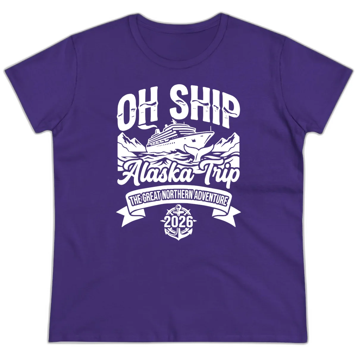 Off Ship Alaska Trip Cruise Adventure Ladies Tee in Purple