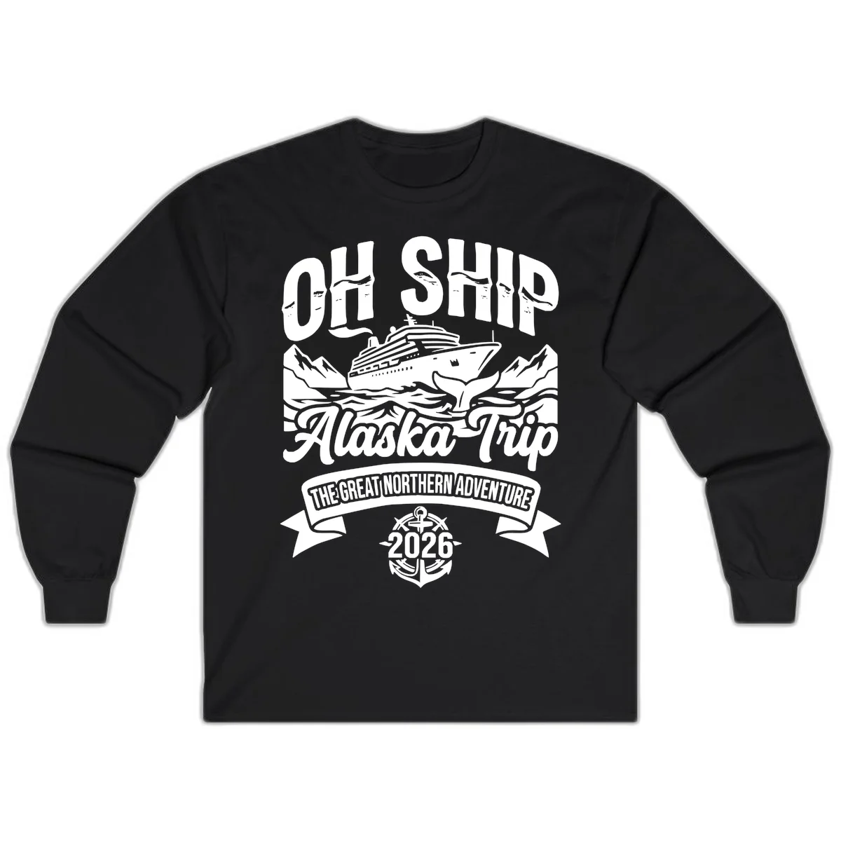 Off Ship Alaska Trip Cruise Adventure Long Sleeve in Black