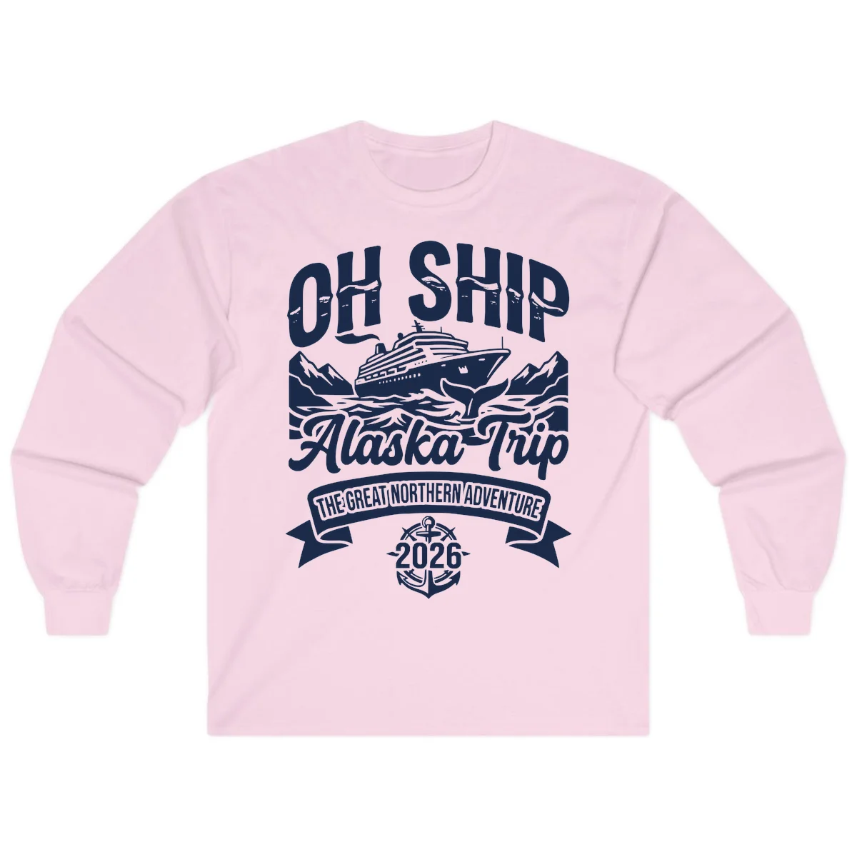 Off Ship Alaska Trip Cruise Adventure Long Sleeve in Light Pink