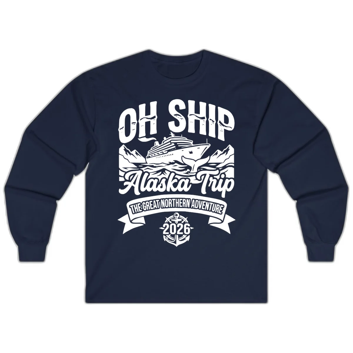 Off Ship Alaska Trip Cruise Adventure Long Sleeve in Navy