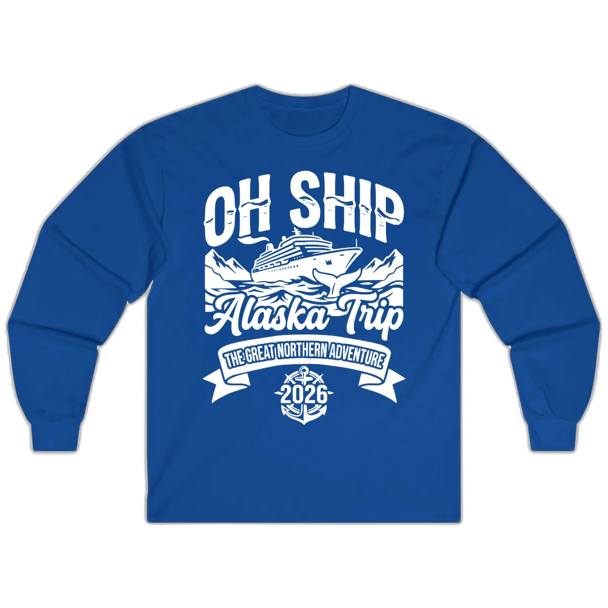 Off Ship Alaska Trip Cruise Adventure Long Sleeve in Royal