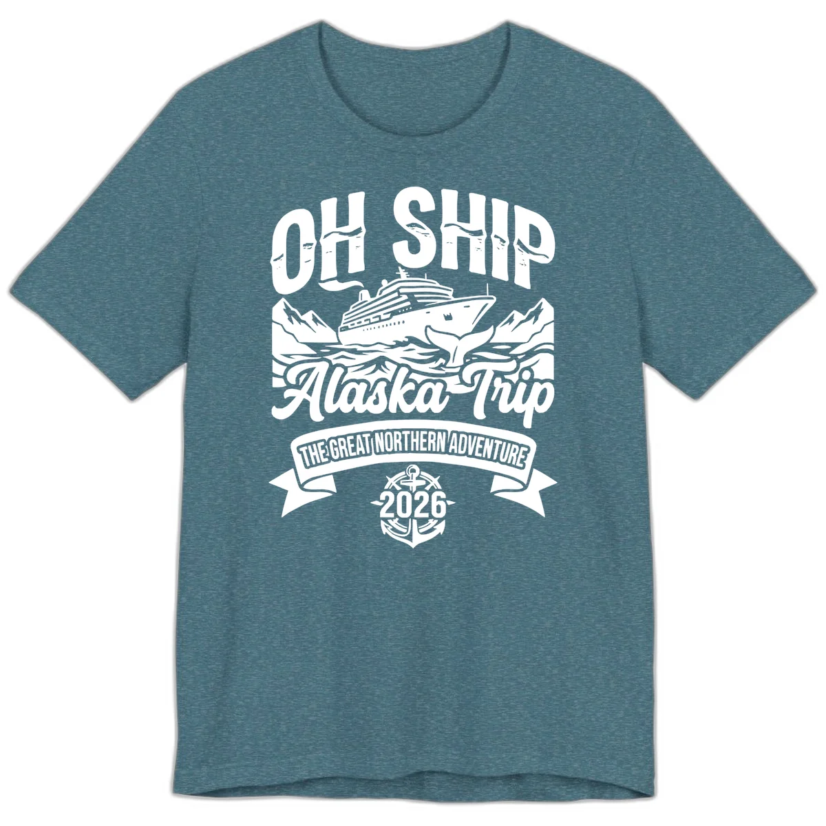 Off Ship Alaska Trip Cruise Adventure Premium Tee in Heather Deep Teal