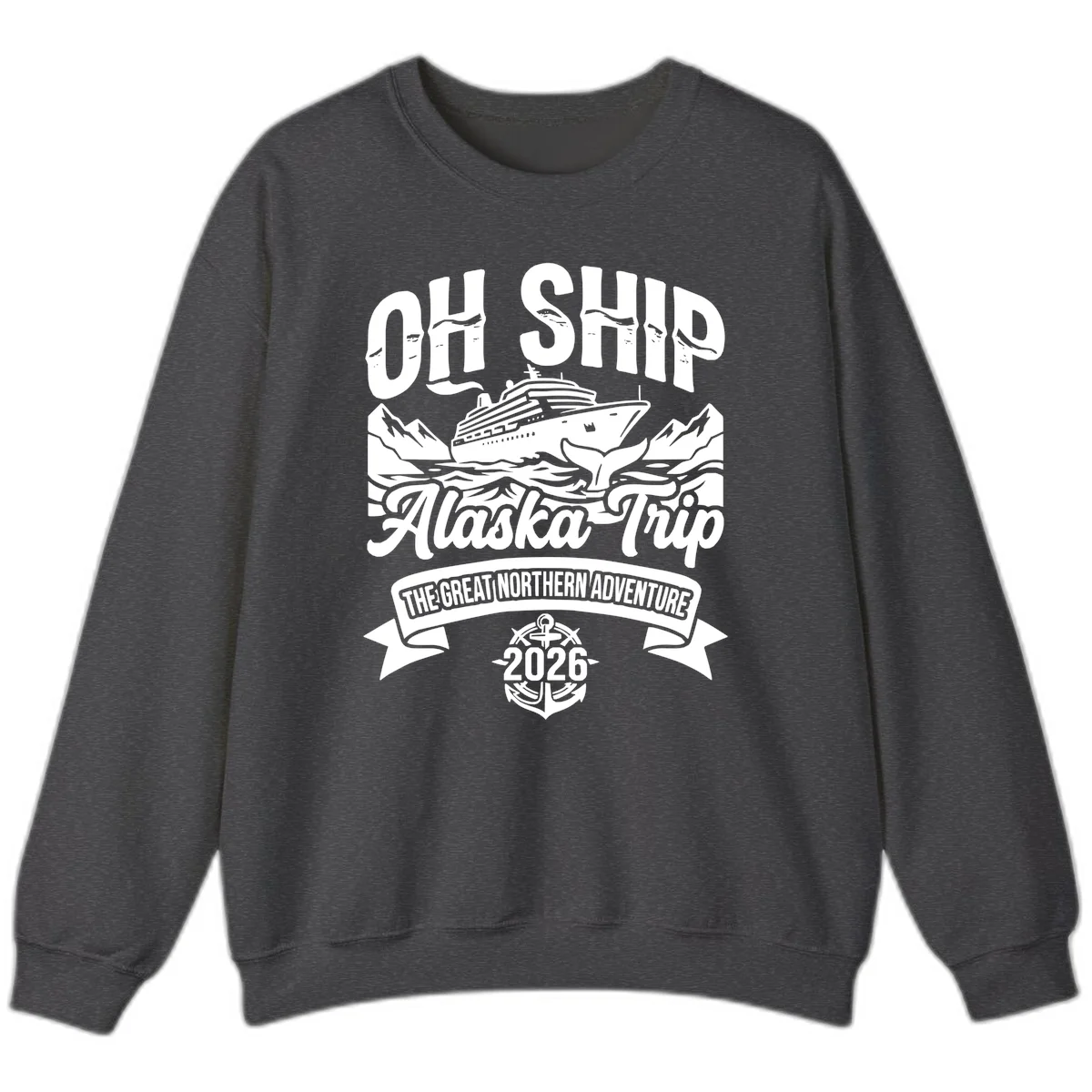 Off Ship Alaska Trip Cruise Adventure Sweatshirt in Dark Heather