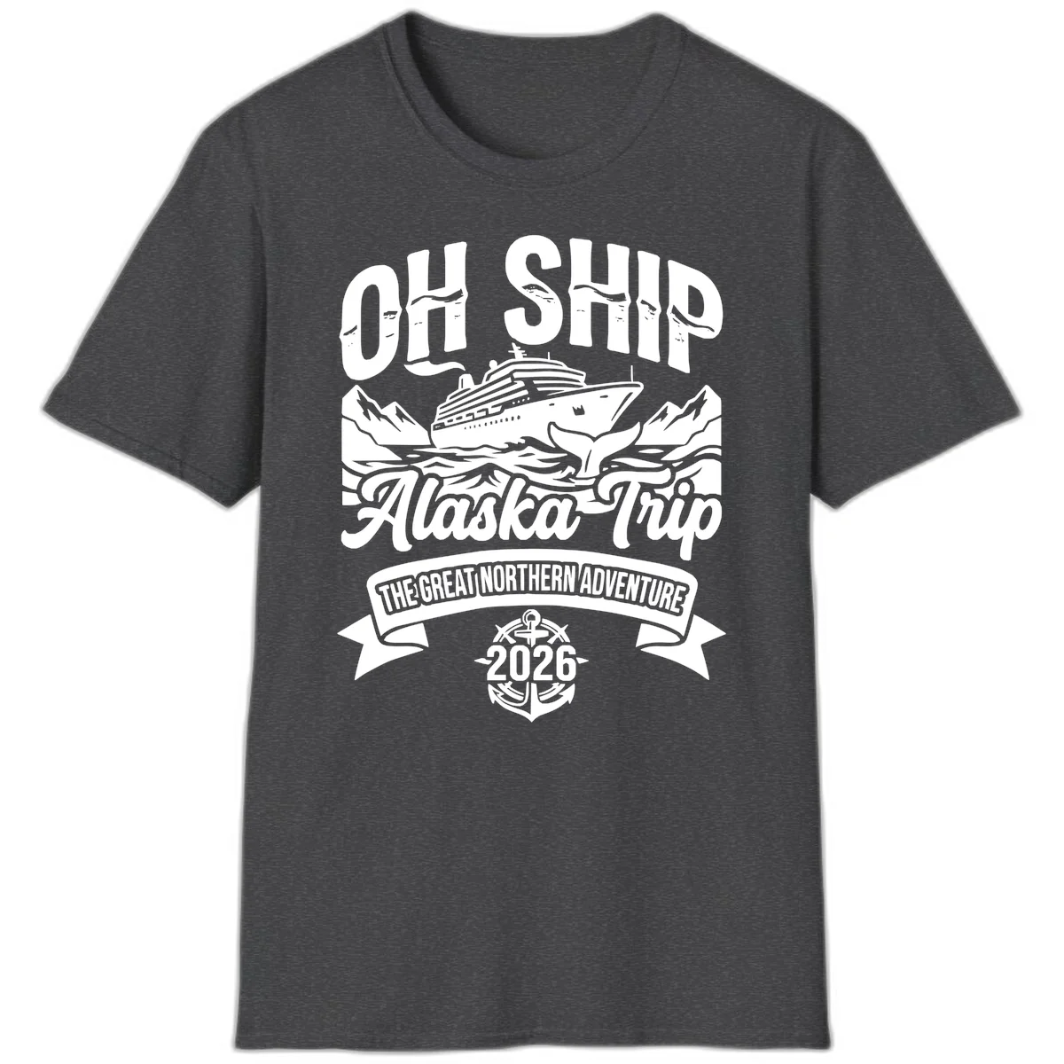 Off Ship Alaska Trip Cruise Adventure T-Shirt in Dark Heather