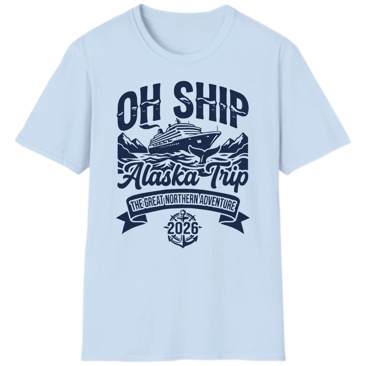 Off Ship Alaska Trip Cruise Adventure T-Shirt in Light Blue