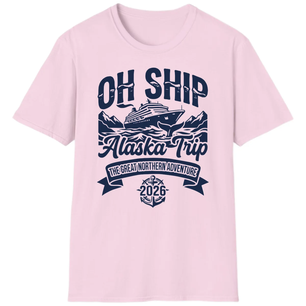 Off Ship Alaska Trip Cruise Adventure T-Shirt in Light Pink
