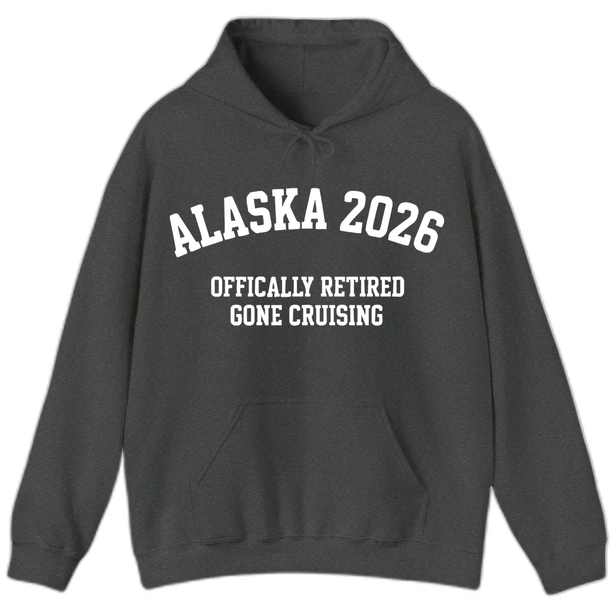 Alaska 2026 Officially Retired Gone Cruising Hoodie in Dark Heather