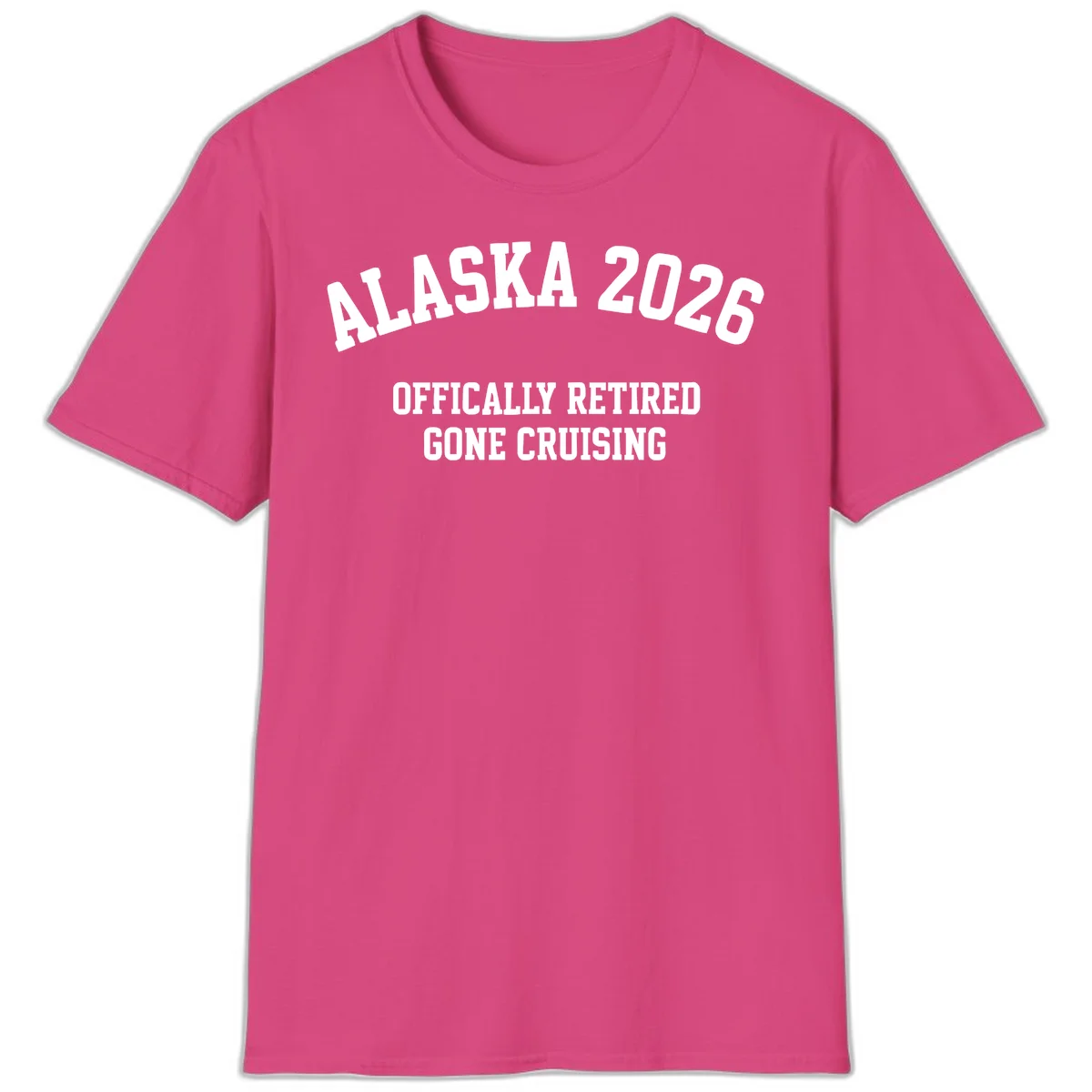 Alaska 2026 Officially Retired Gone Cruising T-Shirt in Heliconia