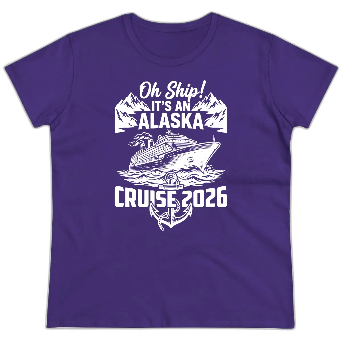 Oh Ship It's An Alaskan Trip Ladies Tee in Purple