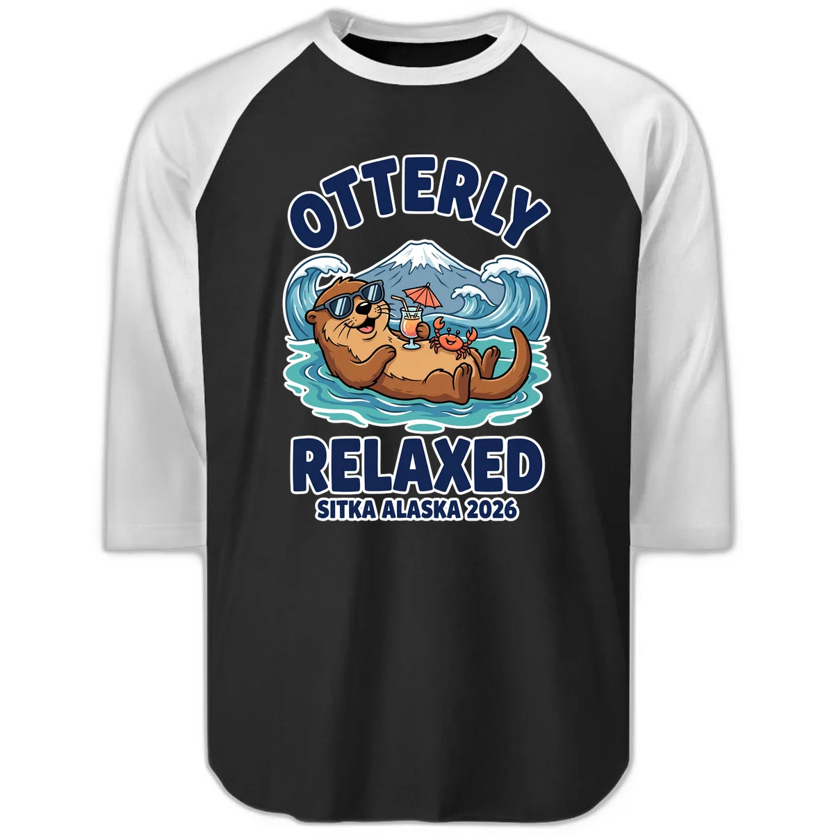 Otter Relaxed Sitka Alaska 2026 Raglan 3/4 Sleeve in Black White