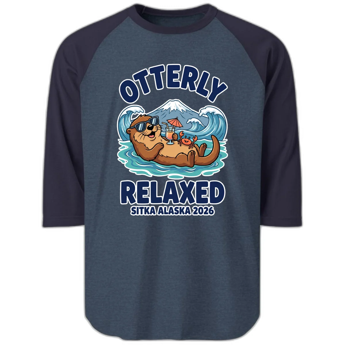 Otter Relaxed Sitka Alaska 2026 Raglan 3/4 Sleeve in Heather Denim Navy