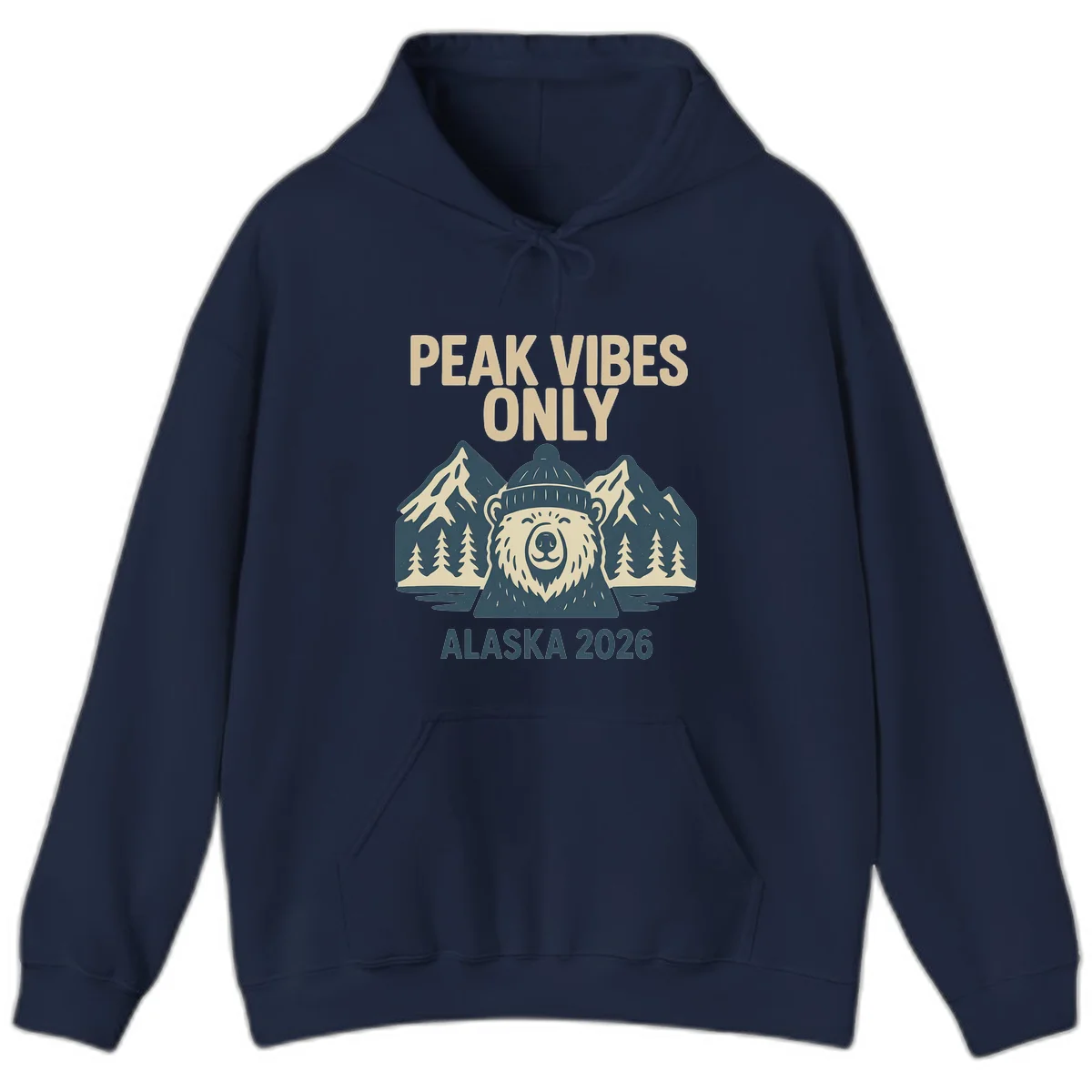 Peak Vibes Only Alaska 2026 Hoodie in Navy