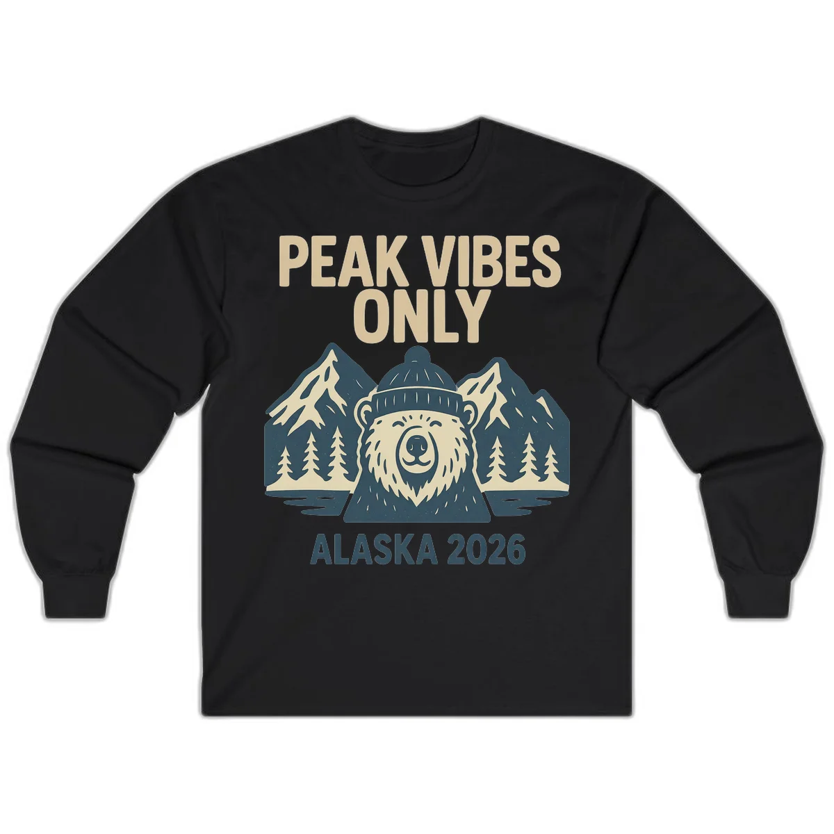 Peak Vibes Only Alaska 2026 Long Sleeve in Black