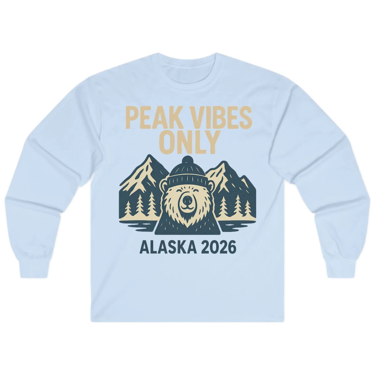 Peak Vibes Only Alaska 2026 Long Sleeve in Light Blue