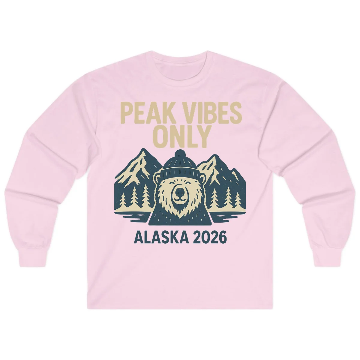 Peak Vibes Only Alaska 2026 Long Sleeve in Light Pink