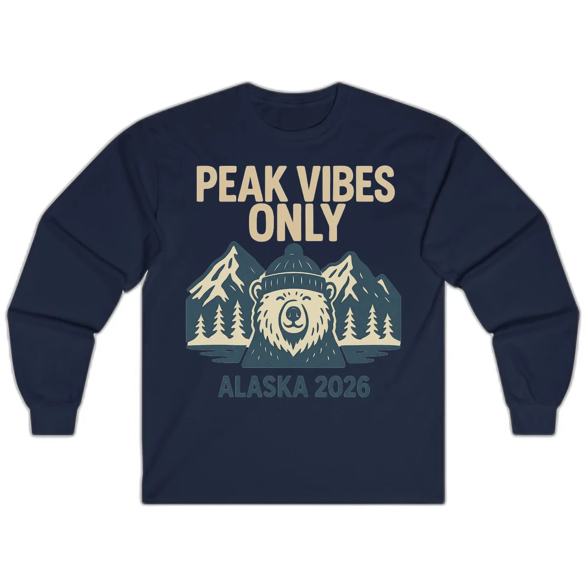 Peak Vibes Only Alaska 2026 Long Sleeve in Navy